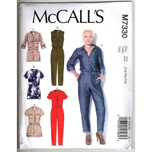 McCall's M7330 Misses L to XXL Jumpsuit and Rompers Uncut Sewing Pattern - Picture 1 of 5